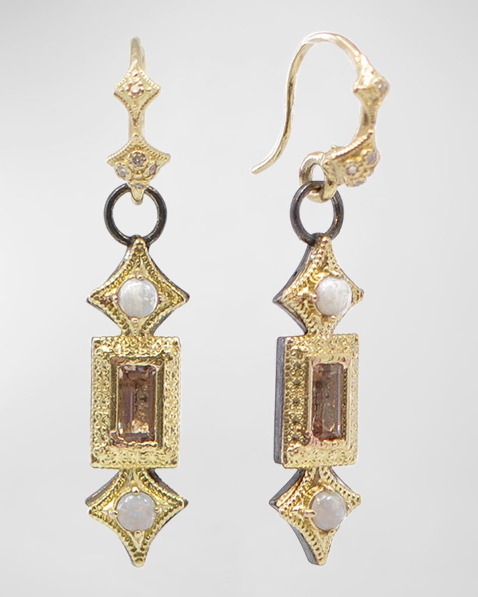 Crivelli Drop Earrings with Opal and Morganite